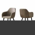 Daphnes Dinnette 17.5 x 23.5 x 33 in. Dining Chair - Taupe Fabric - Black Metal - 2 Piece DA2618249